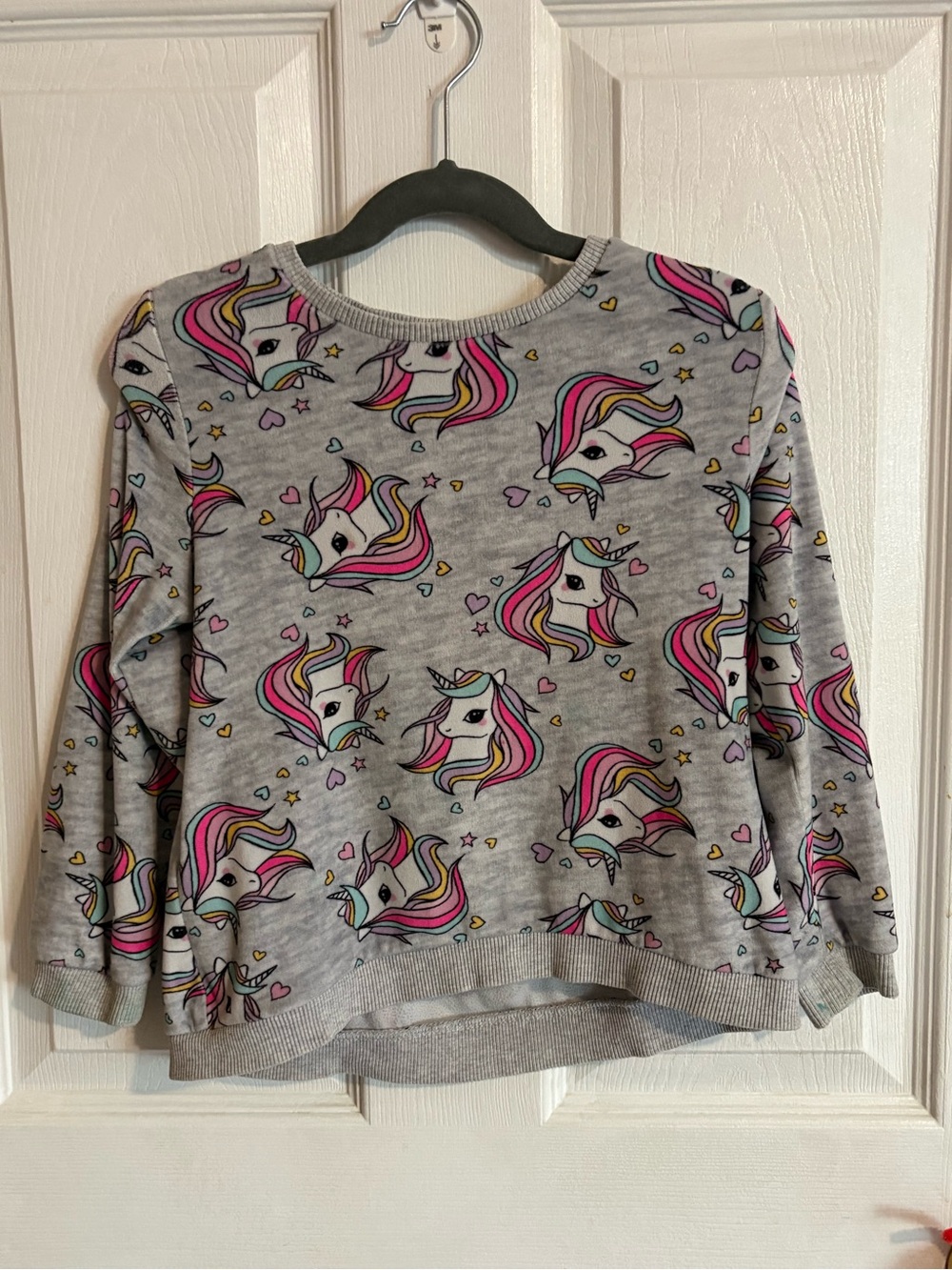 H&M Gray Sweatshirt with Pink & Yellow Unicorn Print